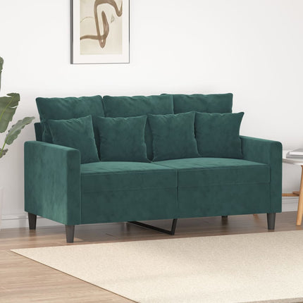 Divano a 2 Posti Verde Scuro 120 cm in Velluto
