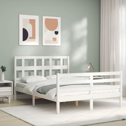 Giroletto con Testiera Bianco 140x200 cm in Legno Massello
