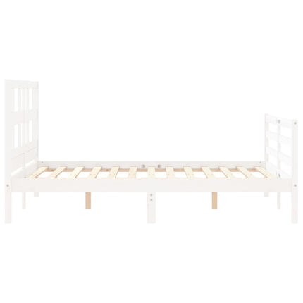 Giroletto con Testiera Bianco 140x200 cm in Legno Massello