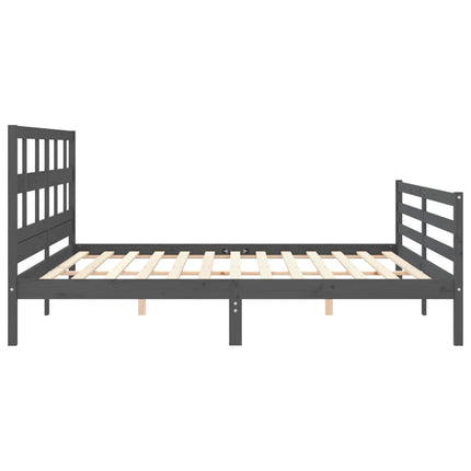 Giroletto con Testiera Grigio 200x200 cm in Legno Massello