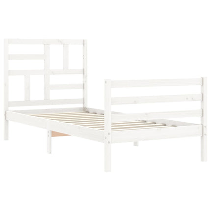 Giroletto con Testiera Bianco Single in Legno Massello