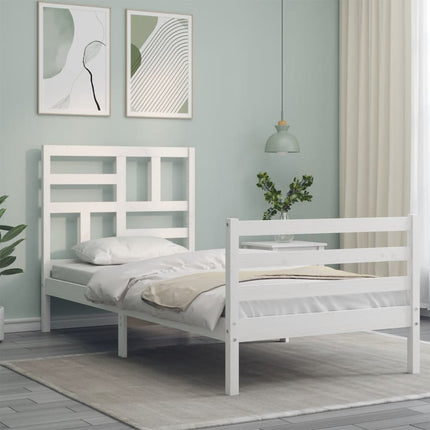 Giroletto con Testiera Bianco Single in Legno Massello