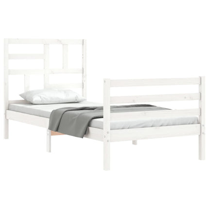 Giroletto con Testiera Bianco Single in Legno Massello