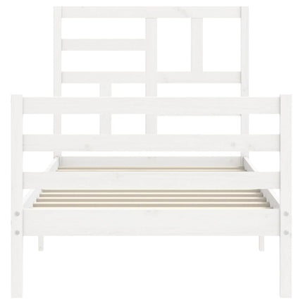 Giroletto con Testiera Bianco Single in Legno Massello