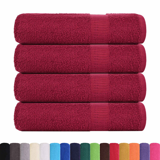 Asciugamani Doccia 4 pz Bordeaux 70x140 cm 360 g/mÂ² 100% Cotone
