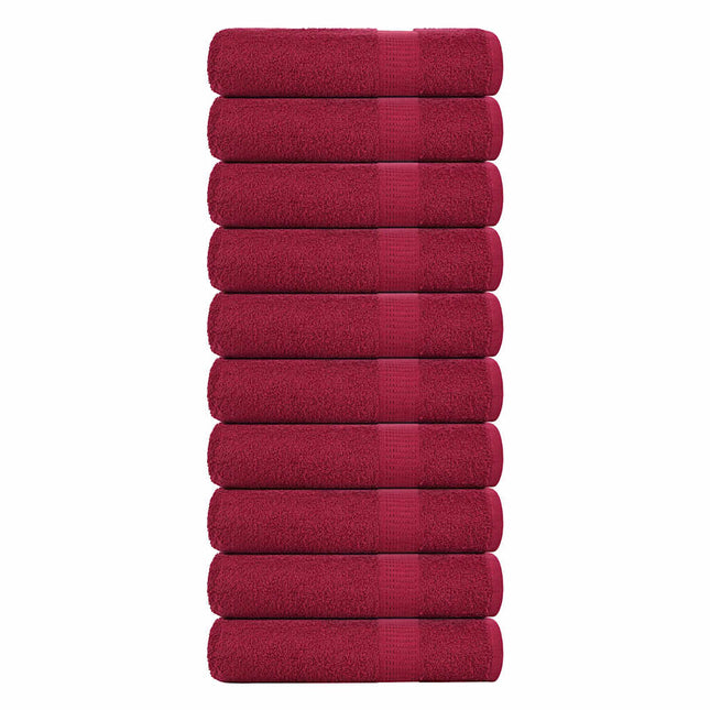 Asciugamani Doccia 10 pz Bordeaux 70x140cm 360 g/mÂ² 100% Cotone