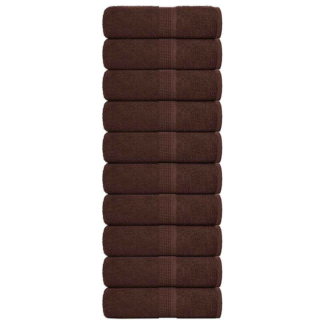 Asciugamani Ospiti 10 pz Marrone 30x50 cm 360 g/mÂ² 100% Cotone