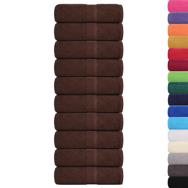 Asciugamani Ospiti 10 pz Marrone 30x50 cm 360 g/mÂ² 100% Cotone