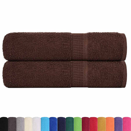 Asciugamani Doccia 2 pz Marrone 70x140 cm 360 g/mÂ² 100% Cotone