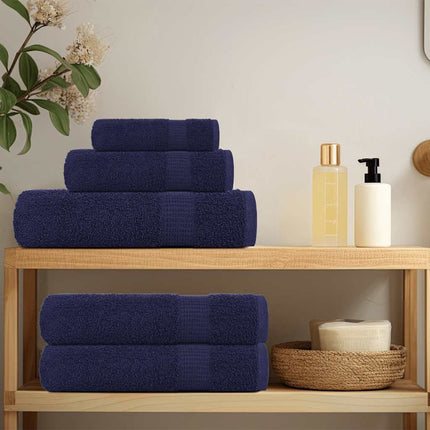 Asciugamani Doccia 2 pz Blu Marino 70x140cm 360g/mÃ‚Â² 100% Cotone