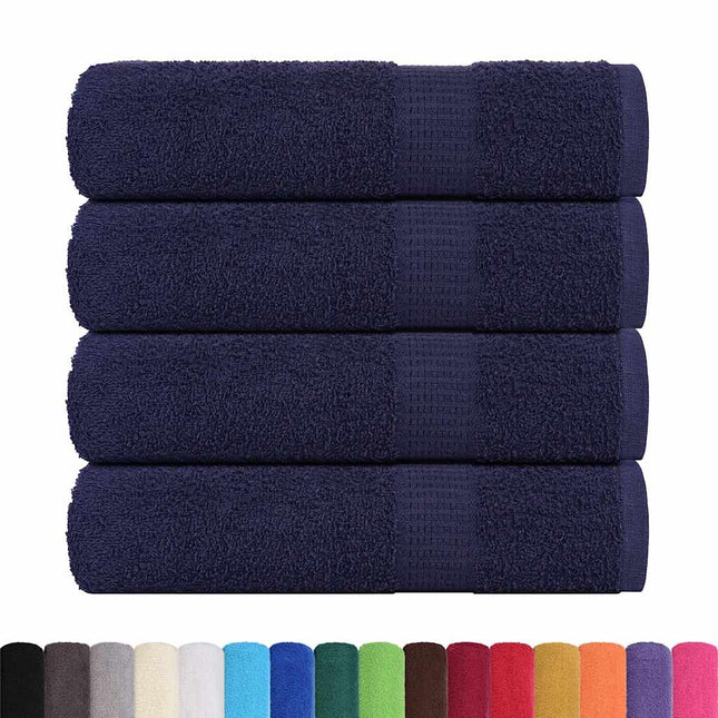 Asciugamani Doccia 4 pz Blu Marino 70x140cm 360g/mÂ² 100% Cotone