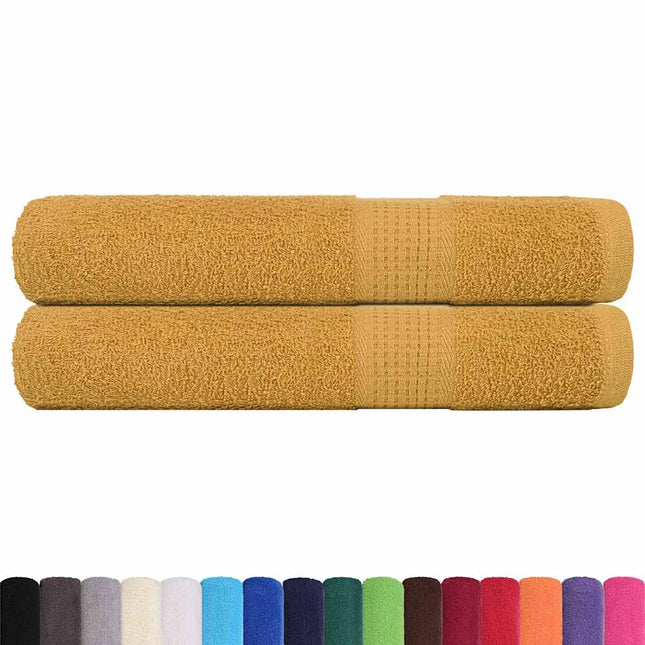 Asciugamani per Sauna 2 pz Oro 80x200 cm 360 g/mÂ² 100% Cotone