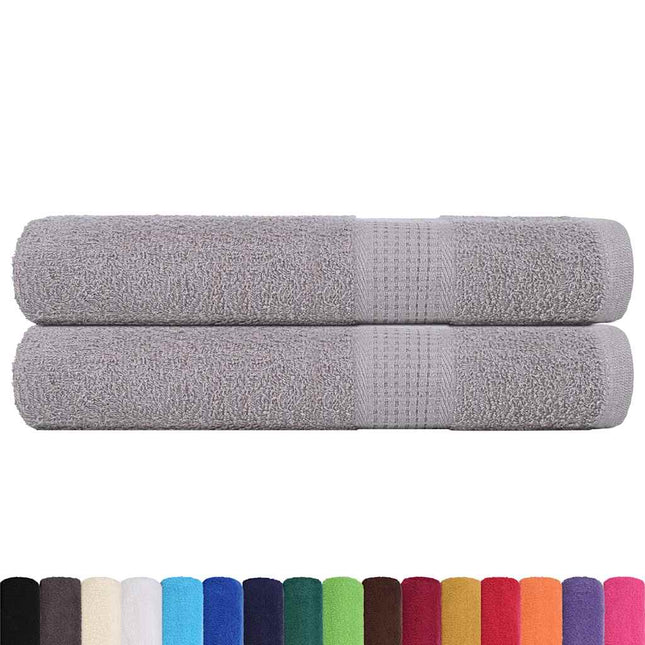 Asciugamani per Sauna 2 pz Grigio 80x200cm 360g/mÂ² 100% Cotone