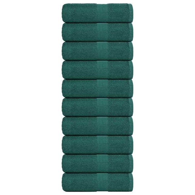 Asciugamani Ospiti 10 pz Verde 30x50 cm 360 g/mÂ² 100% Cotone