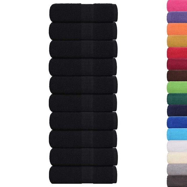Asciugamani per Sapone 10 pz Neri 30x30 cm 360 g/mÂ² 100% Cotone