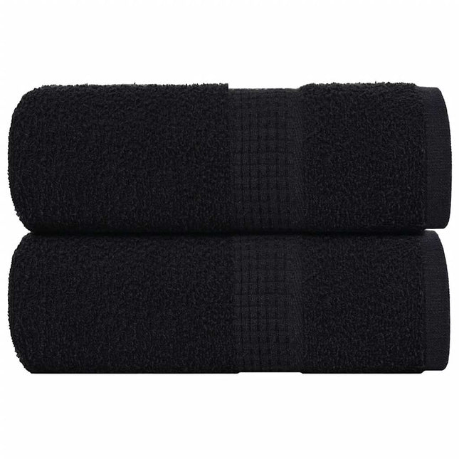 Asciugamani Ospiti 2 pz Neri 30x50 cm 360 g/mÃ‚Â² 100% Cotone