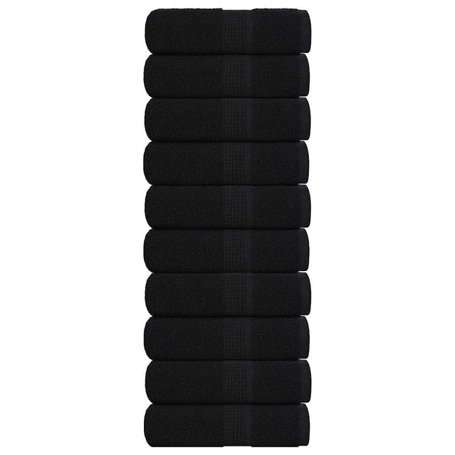 Asciugamani Ospiti 10 pz Neri 30x50 cm 360 g/mÂ² 100% Cotone