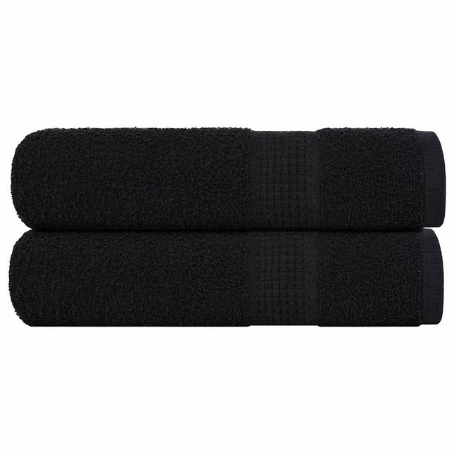 Asciugamani Doccia 2 pz Neri 70x140 cm 360 g/mÂ² 100% Cotone
