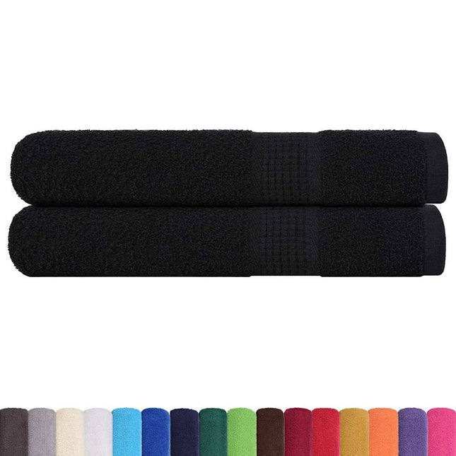 Asciugamani per Sauna 2 pz Neri 80x200cm 360g/mÃ‚Â² 100% Cotone