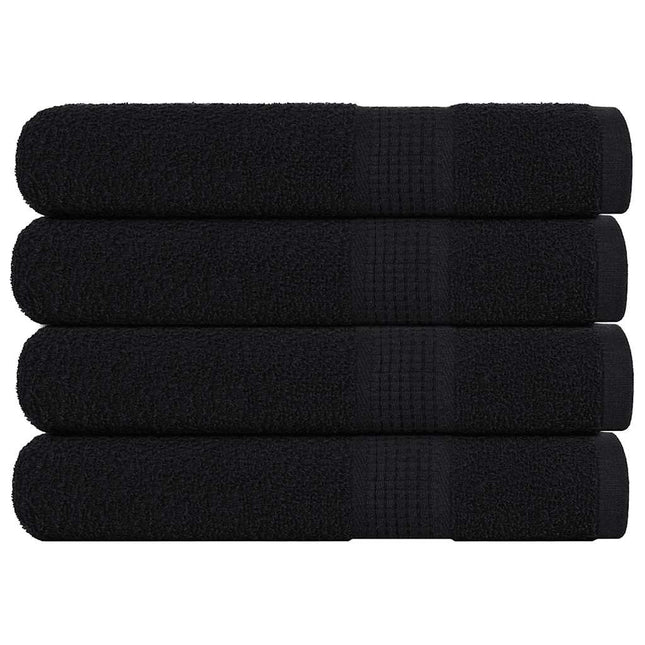 Asciugamani per Sauna 4 pz Neri 80x200cm 360g/mÃ‚Â² 100% Cotone