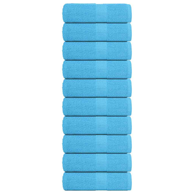 Asciugamani Ospiti 10 pz Turchesi 30x50 cm 360 g/mÃ‚Â² 100% Cotone