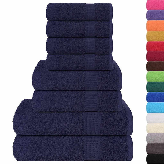 Set Asciugamani 8 pz Blu Navy 360 gsm 100% Cotone