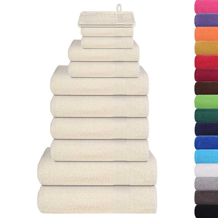 Set Asciugamani 12 pz Crema 360 gsm 100% Cotone