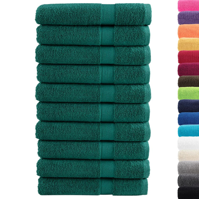 Asciugamani Premium SOLUND 10 pz Verdi 100x200 cm 600 g/mÂ²