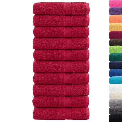 Asciugamani Premium SOLUND 10 pz Rossi 50x100 cm 600 g/mÂ²