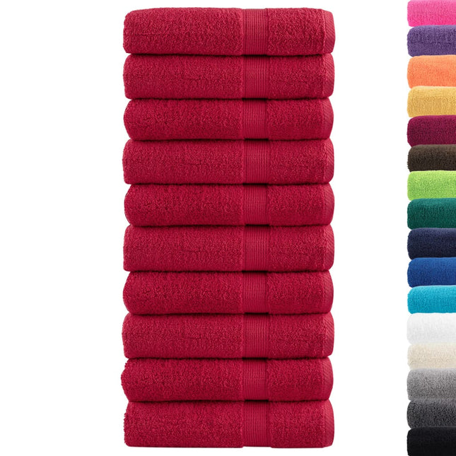 Asciugamani Premium SOLUND 10 pz Rossi 50x100 cm 600 g/mÂ²