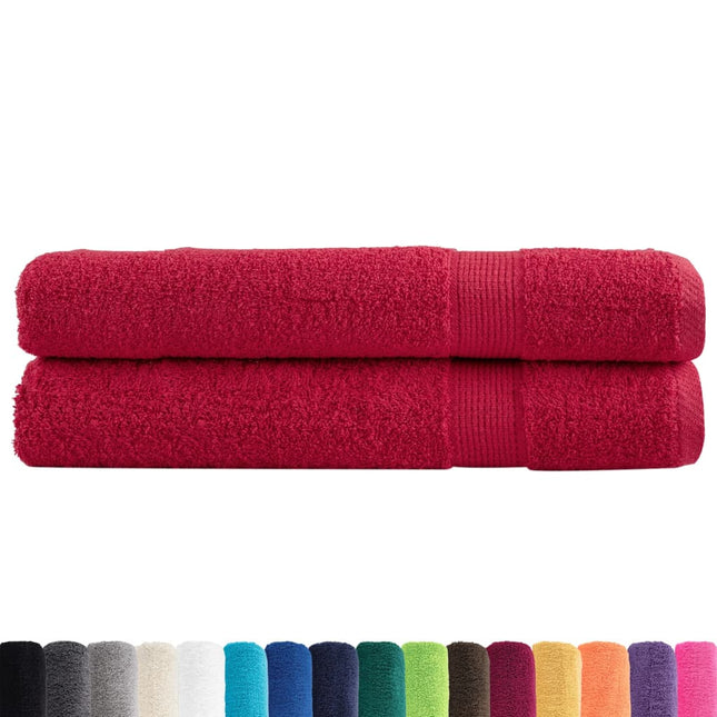 Asciugamani Premium SOLUND 2 pz Rossi 100x200 cm 600 g/mÂ²