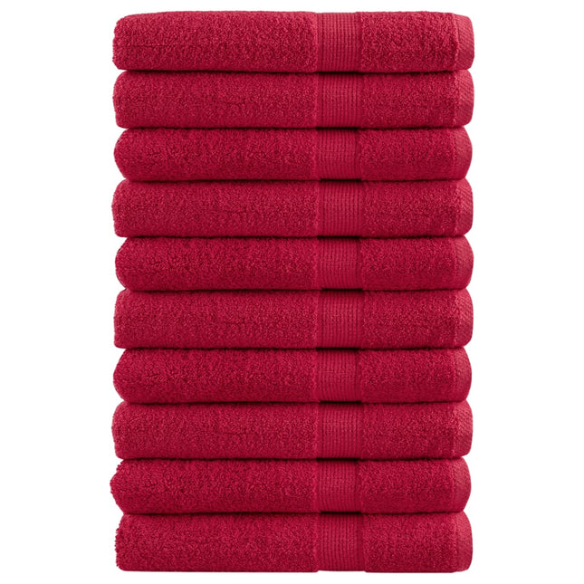 Asciugamani Premium SOLUND 10 pz Rosso 100x200 cm 600 g/mÂ²