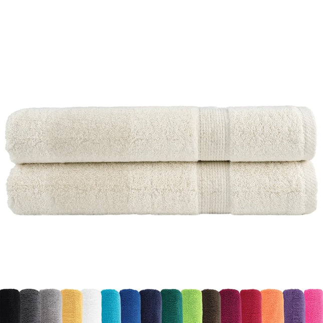Asciugamani per Sauna SOLUND 2 pz Crema 80x200 cm 600 g/mÃ‚Â²