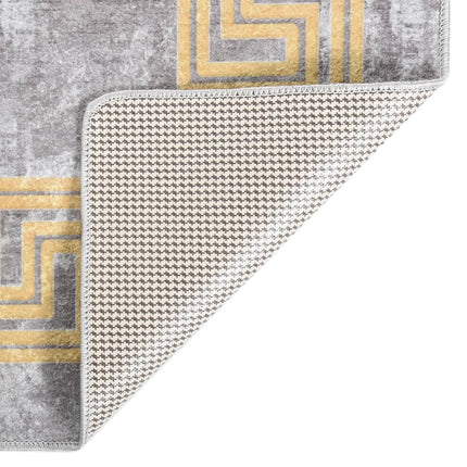 Tappeto Lavabile Grigio e Oro 120x170 cm Antiscivolo