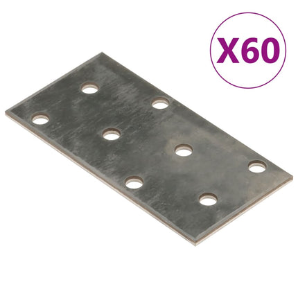 Piastre Forate 60 pz 2 mm 80x40 mm Acciaio Zincato
