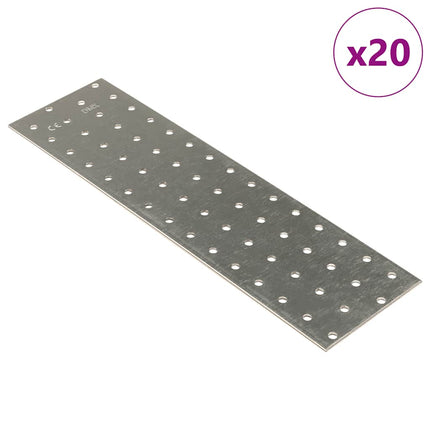 Piastre Forate 20 pz 2 mm 300x80 mm Acciaio Zincato
