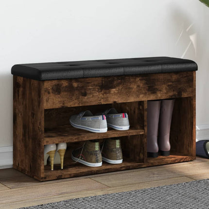 Panca Porta Scarpe Rovere Fumo 82x32x45,5 cm Legno Multistrato