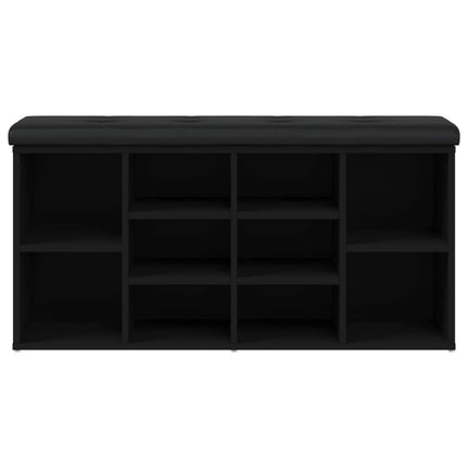 Panca Porta Scarpe Nera 102x32x50 cm in Legno Multistrato