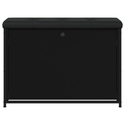 Panca Porta Scarpe con Cassetto Ribaltabile Nera 82x32x56 cm