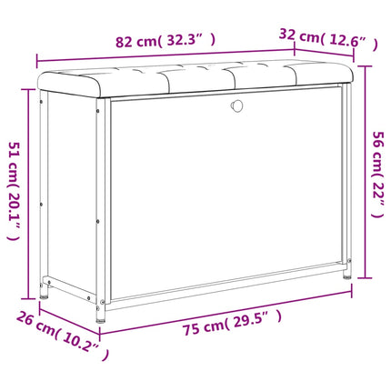 Panca Portascarpe Cassetto Ribaltabile Grigio Sonoma 82x32x56cm