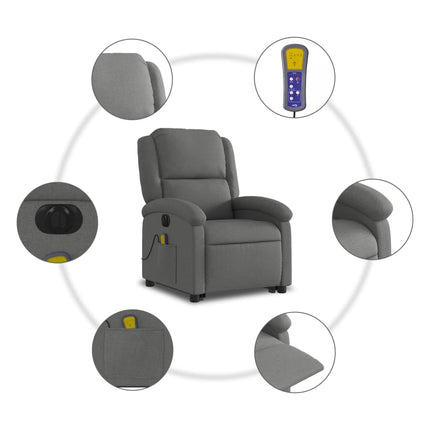 Poltrona Alzapersona Massaggi Elettrica Grigio Scuro Tessuto