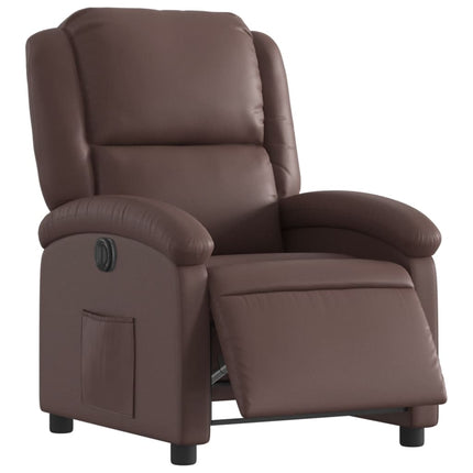 Poltrona Reclinabile Elettrica Marrone in Similpelle