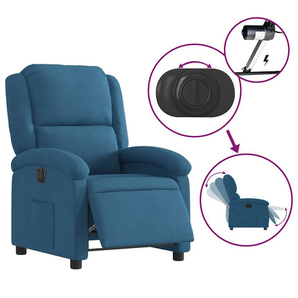 Poltrona Reclinabile Elettrica Blu in Velluto