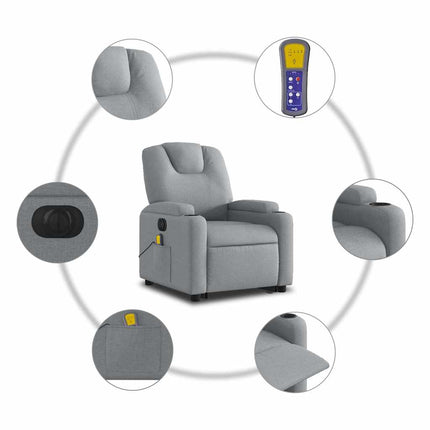 Poltrona Alzapersona Massaggi Elettrica Grigio Chiaro Tessuto