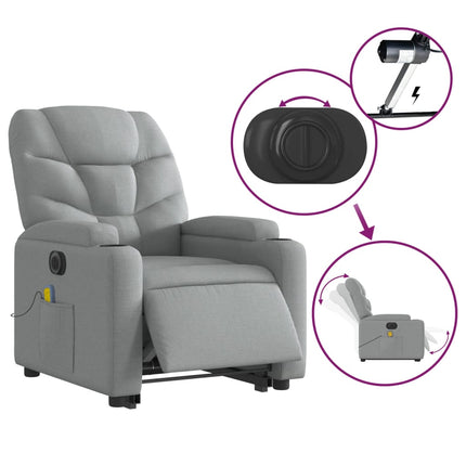 Poltrona Alzapersona Massaggi Elettrica Grigio Chiaro Tessuto