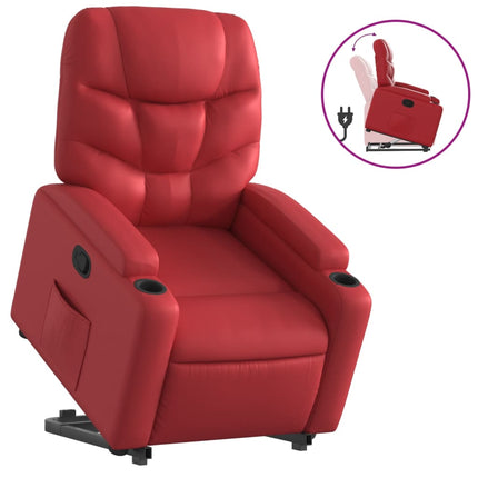 Poltrona Alzapersona Reclinabile Rosso in Similpelle