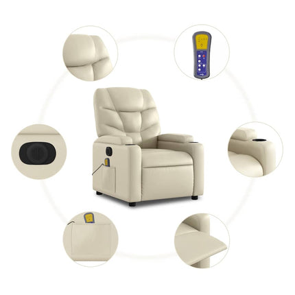 Poltrona Alzapersona Elettrica Reclinabile Crema in Similpelle