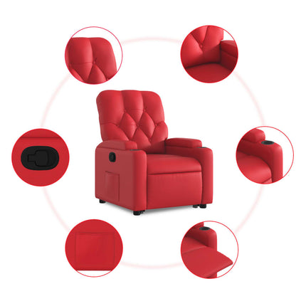 Poltrona Alzapersona Reclinabile Rosso in Similpelle