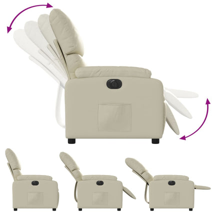 Poltrona Reclinabile Elettrica Crema in Similpelle