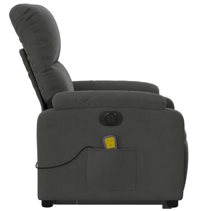 Poltrona a Rialzo Reclinabile Massaggi Grigio Scuro Microfibra